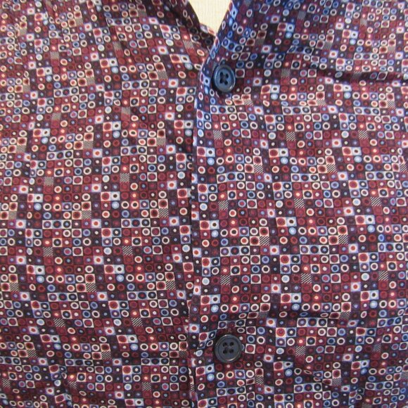 John Lennon Purple Geometric Print Camp Collar 100% Viscose Lightweight Shirt M - Picture 5 of 11